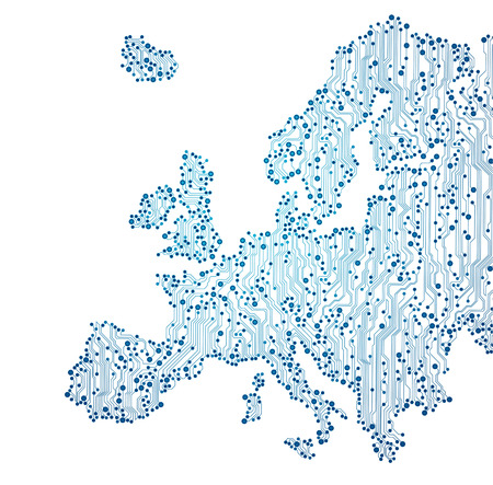 European Union map - circuit board backgroundの写真素材
