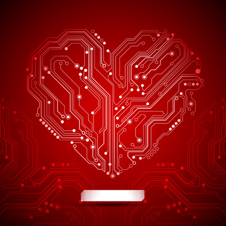 circuit board heart background - creative idea vectorの写真素材