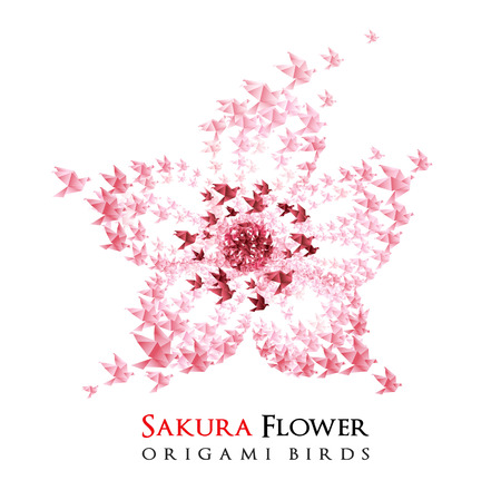 flower origami shaped from flying birdsのイラスト素材