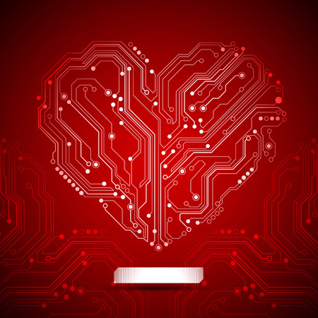 circuit board heart backgroundのイラスト素材