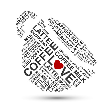 cup of coffee typography words cloudのイラスト素材