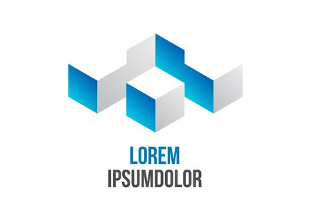 business logo design in abstract 3d geometric shape iconのイラスト素材