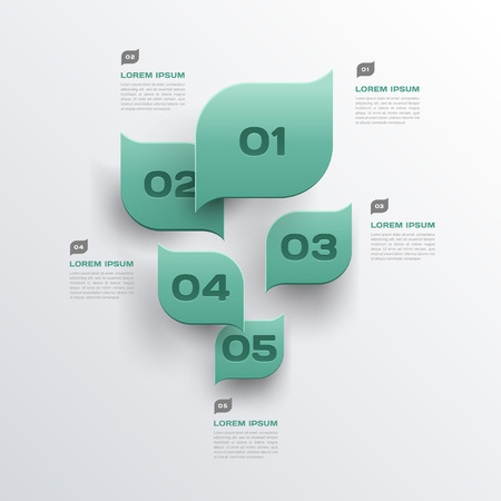 green leaves abstract background - 3d paper infographics design - vectorのイラスト素材