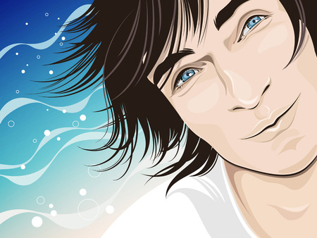 smiling man portrait chilling near the sea - vector illustrationのイラスト素材