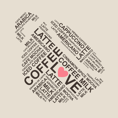 coffee typiography - cofee cup shape from type - typographic composition - lettersのイラスト素材