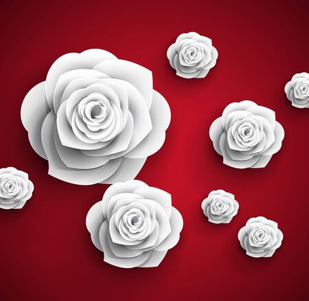 vector paper flowers roses abstract backgroundのイラスト素材