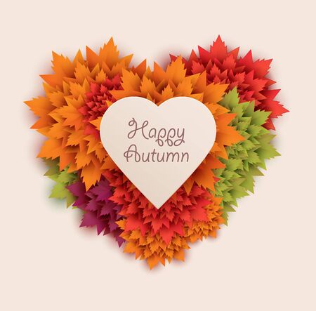 heart shaped autumn leaves colorful backgroundのイラスト素材