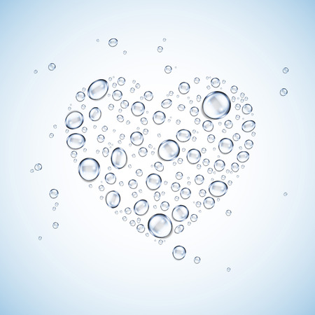 water drops heart shape blue backgroundのイラスト素材