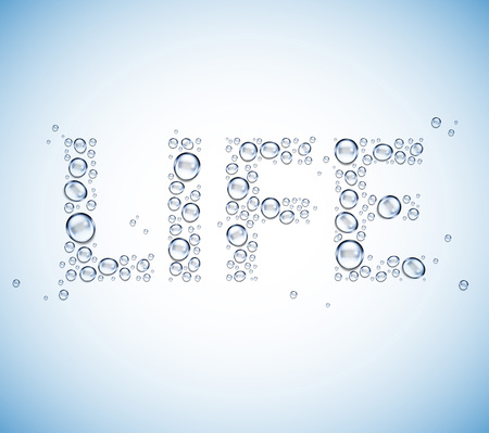 water is life concept background - life word shaped with water drops - healthcare illustrationのイラスト素材