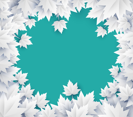 Back to school background - green chalkboard with paper leavesのイラスト素材