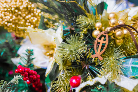 cross, christmas, necklaceの写真素材