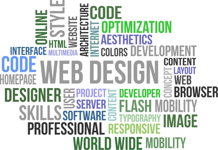 A word cloud of web design related itemのイラスト素材