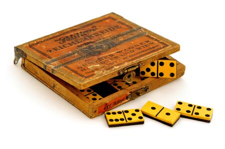 antique dominoes on white backgroundのeditorial素材