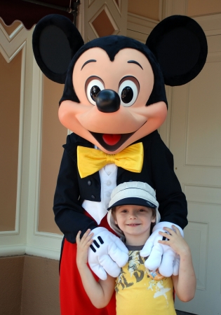 Disneyland, California, May,2010, Mickey Mouse and boyのeditorial素材