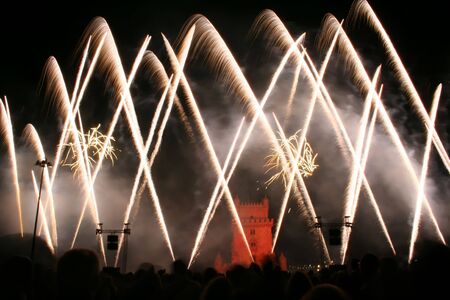 new year fireworks in Lisbonのeditorial素材