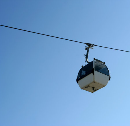 cable-way near river Tagus, in Lisbon, Portugalの写真素材