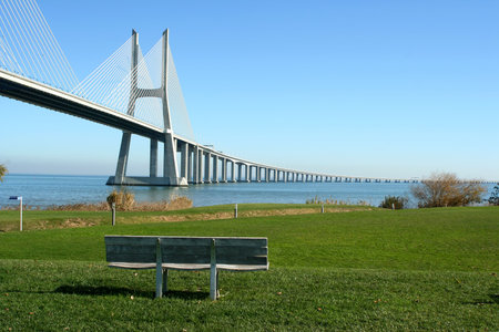 Vasco Gama bridge in Lisbon (portugal) beautiful place and viewの写真素材