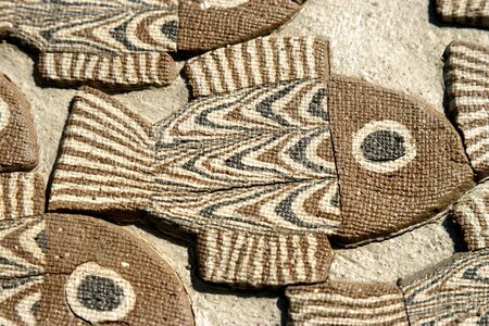 fish background in ceramic - square formatの写真素材