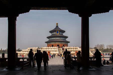 Beijing, 02/21/2019. The Temple of Heaven was the most important temple in the city in the imperial era. During the Ming (1368-1644 AD) and Qing (1644-1911 AD) dynasties, every winter solstice, the emperor retired to this sacred place to make offerings toのeditorial素材