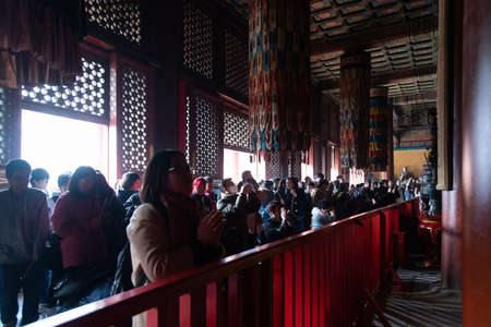 Beijing, 02/24/2019. Lama Temple is the most important Tibetan Buddhist temple that exists outside of Tibet, and is the most famous in Beijing.のeditorial素材