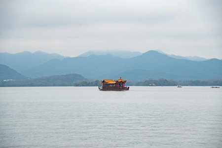 February 2020, Hangzhou, China. The position of the city near the West Lake is what makes it famous and a tourist destination for the Chinese.のeditorial素材