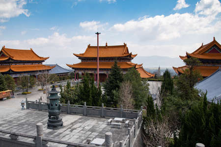 February 2019. Dali, China. The Three Pagodas are located in the Chongsheng temple.のeditorial素材