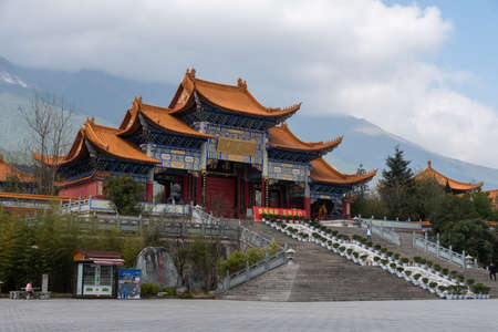 February 2019. Dali, China. The Three Pagodas are located in the Chongsheng temple.のeditorial素材