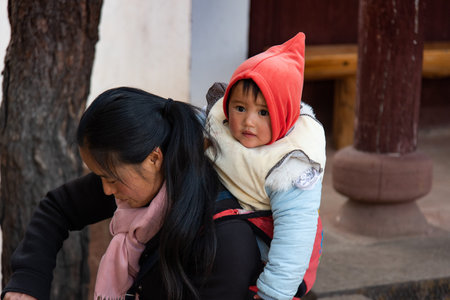 February 2019. Shibaoshan. Scenes from everyday life A hidden gem off the beaten track for hiking, visiting ancient sites and seeing ethnic people who live traditionallyのeditorial素材