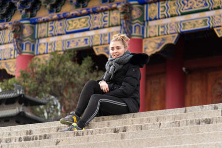 February 2019. Dali, China. The Three Pagodas are located in the Chongsheng temple.のeditorial素材
