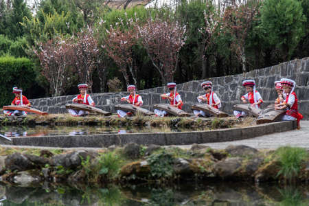 February 2019. Dali, China. The Three Pagodas are located in the Chongsheng temple.のeditorial素材