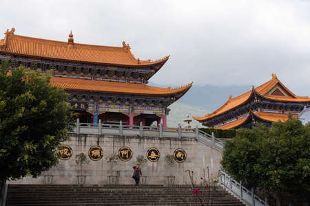 February 2019. Dali, China. The Three Pagodas are located in the Chongsheng temple.のeditorial素材