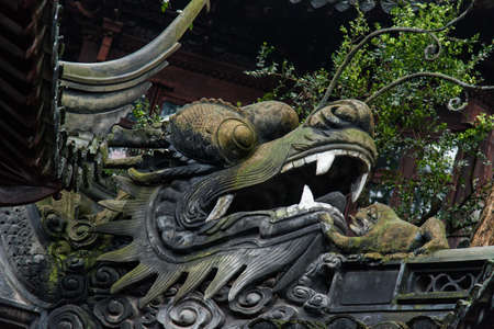 February 2019. A rainy day at Yuyuan Garden. It is a classic Chinese garden that rises in the northeast of Shanghai's old city.のeditorial素材