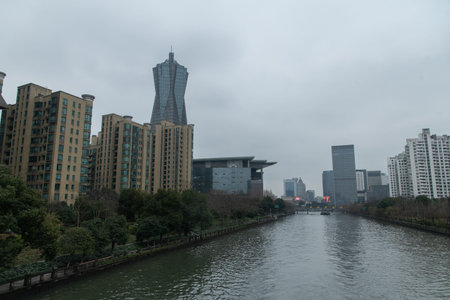 Hangzhou, February 2019. The city's location near the West Lake is what makes it famous and a...