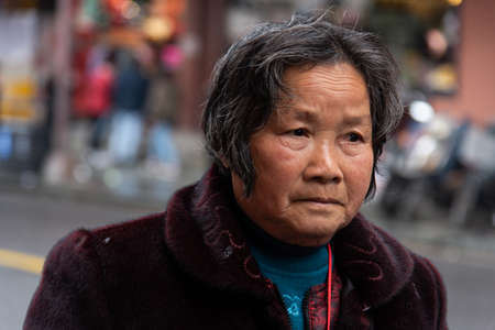 February 2019, Shanghai. People in the streets of the cityのeditorial素材