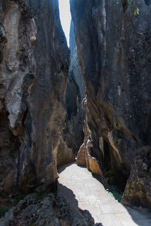 February 2019, Kuniming, Yunnan Stone Forest Geological Park, Shilin County. The Kunming Stone Forest, Shilin in Chinese, is a spectacular collection of limestone groups and the representative of karsのeditorial素材
