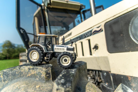 September 2020, Calestano province of Parma, Italy. Vintage model of same LAMBORGHINI 1706 tractor....