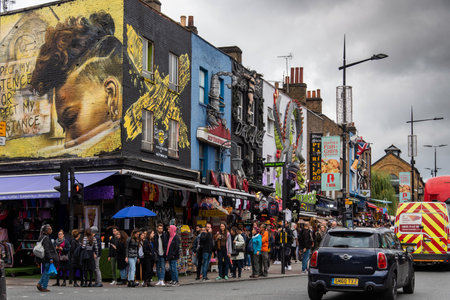 London, September 2021. Camden Town is famous for the market near the Regent's Canal selling fashion and curiosities, popular with tourists, teenagers and punksのeditorial素材
