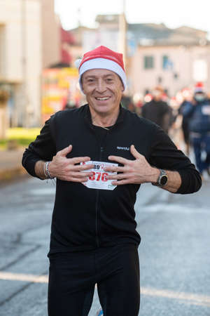 Bibbiano, December 2021. Nice annual non-competitive Santa Claus raceのeditorial素材