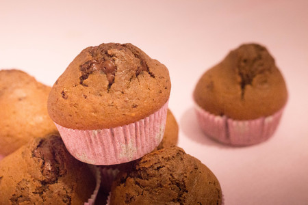 Chocolate muffins. I use to bake muffins once a week and freeze them for the following days.の写真素材