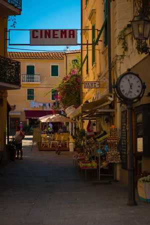 Porto Azzurro main street. Elba Island, Italy.のeditorial素材