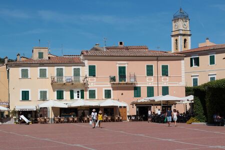 Porto Azzurro main square. Elba Island, Italyのeditorial素材