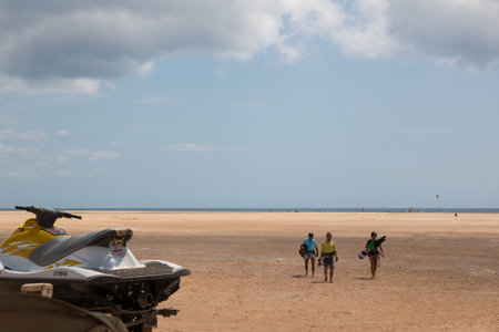 Outdoors with people walking in the distance. Fuerteventura, Spain.のeditorial素材