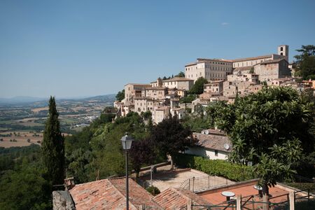 Assisi old town scenic view from a terrace. Umbria, Italy.の写真素材