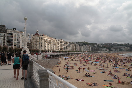 San Sebastian promenade on the famous Concha Beach.のeditorial素材