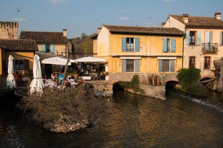 View of charming Borghetto sul Mincio, a village located in Veneto region, northern Italy, famous for its historic mills.の写真素材