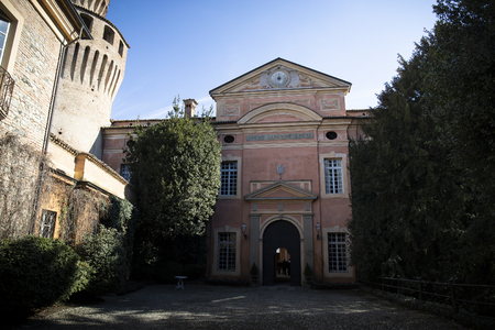 The entrance of Rivalta medieval castle, one of the most well preserved castles of Emilia Romagna, Italy.のeditorial素材