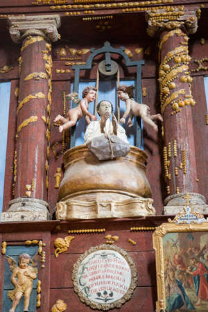 Life-size mannequin representing an episode of danger averted by divine intercession in the Sanctuary of Santa Maria delle Grazie di Curtatone, Province of Mantua, Italy.のeditorial素材