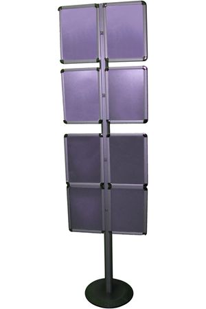 Blank documents stand notice board isolated over whiteの写真素材