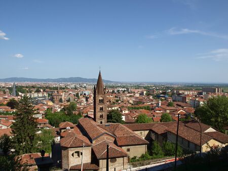 Turin panorama seen from the Castello di Rivoli hillの写真素材