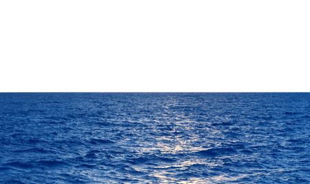 Blue sea waves over white background horizonの写真素材